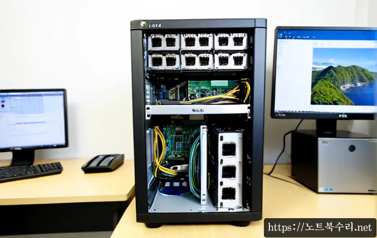 소요동 ftp서버출장방문수리점 - Photorealistic compact PC repair workstation in a quiet Dongducheon neighborhood office, technician ...