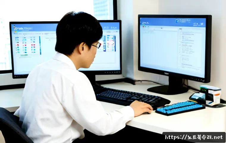 삼동 STATUS_KERNEL_MEMORY_LEAK - Photorealistic IT support workstation in Samdong, desktop monitor showing a clean abstract system-mo...