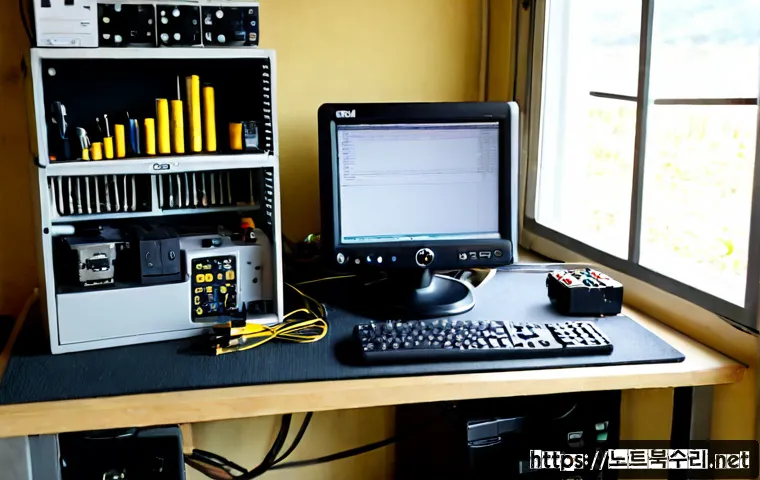내촌면 맥미니 판매 및 수리 - Photorealistic remote-support repair bench in a quiet rural Korean township, compact silver mini des...