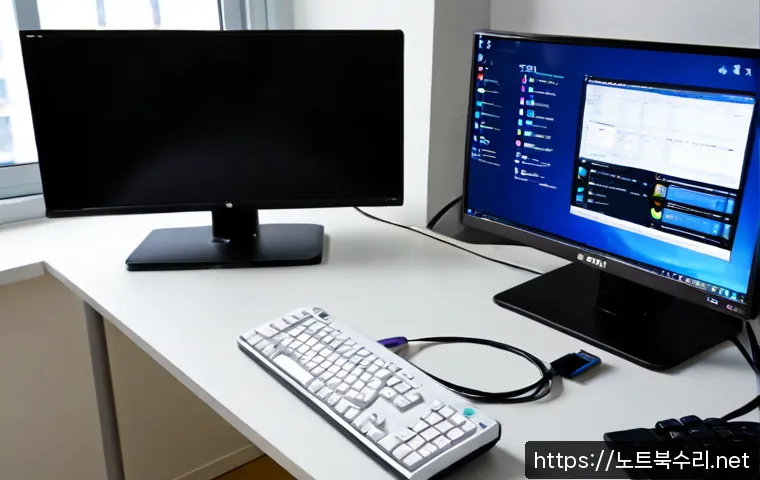 노고산동 윈도우10 windows10 재설치 포맷  초기화 - Photorealistic remote-support workstation in a compact Nogosan-dong apartment office, desktop monito...