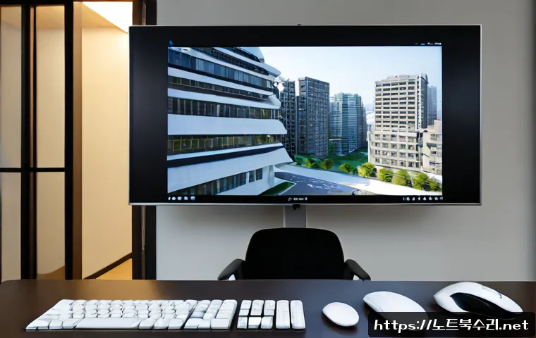 탄현동 STATUS_FLOAT_INVALID_OPERATION - Photorealistic software support workstation in a Tanhyeon-dong apartment office, dual monitors showi...