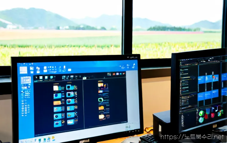 통진읍 STATUS_KERNEL_THREAD_FAILURE - Photorealistic IT support workstation in a modern office near Tongjin-eup, Korean countryside visibl...