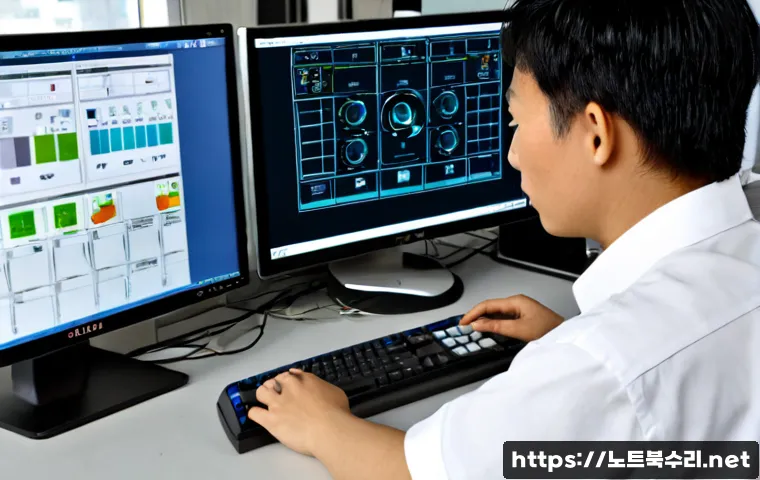 가리봉 STATUS_FLOAT_INVALID_OPERATION - Photorealistic compact software support workstation in a Garibong-style mixed industrial neighborhoo...