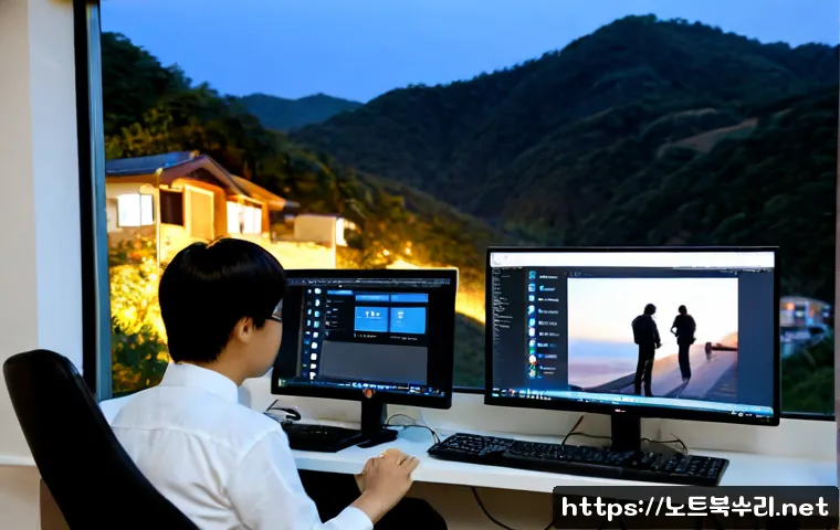 옥수동 linux재설치 포맷  초기화 - Photorealistic remote IT support workstation in a compact Ok-su-dong apartment, technician reinstall...