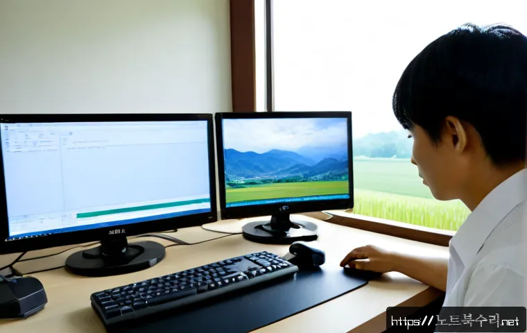 고삼면 VENDOR_DEFINED_ERROR - Photorealistic remote-support workstation in a quiet rural township office, technician examining a d...