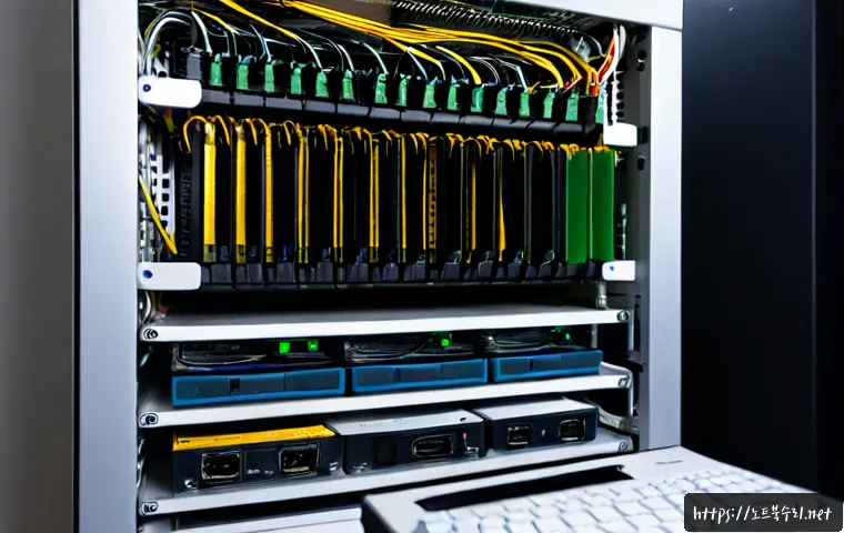 서천동 파일서버출장방문수리점 - Photorealistic small business server room in Seocheon-dong, remote-support technician replacing a fa...