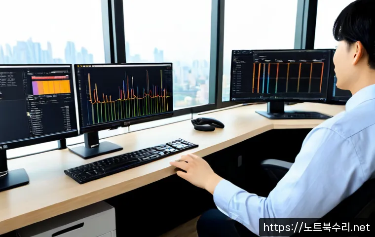 동삭동 THREAD_TERMINATION_PORT - Photorealistic IT support workstation in a modern apartment office, dual monitors showing a clean th...