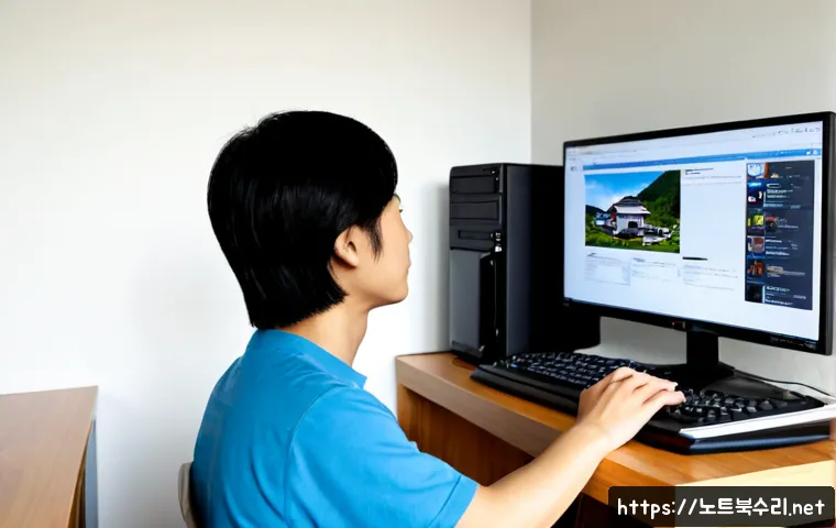 천연동 중고컴퓨터 pc 출장판매설치 - Photorealistic home computer installation in a compact apartment near a quiet hillside residential n...