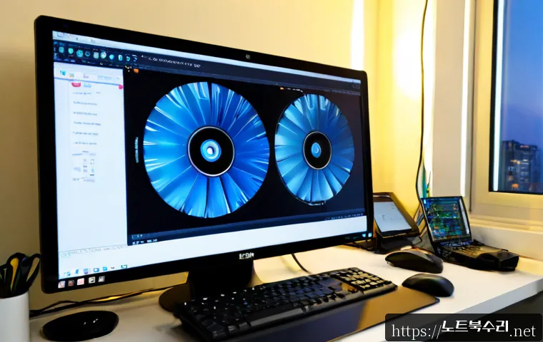 율전동 DRIVER_PORTION_MUST_BE_NONPAGED - Photorealistic IT support workstation in a compact Yuljeon-dong apartment office, dual monitors show...