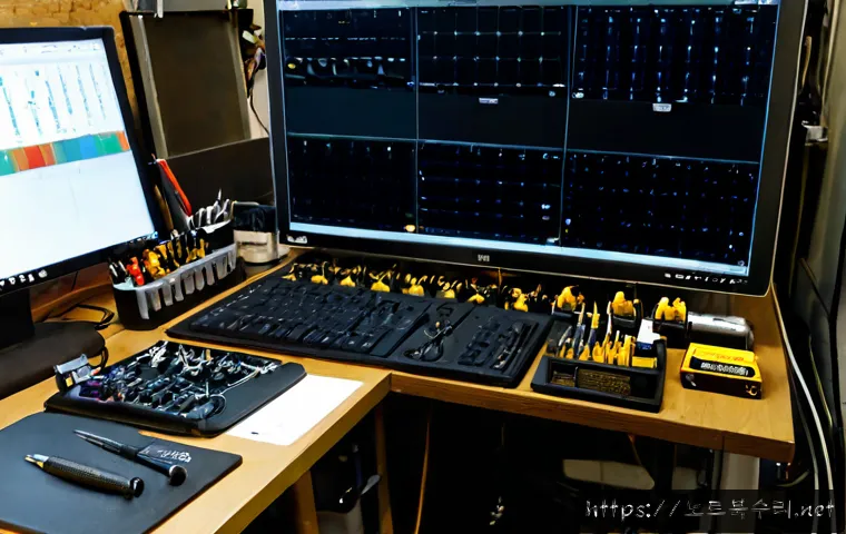 선학동 맥미니 판매 및 수리 - Photorealistic electronics repair bench in a quiet Seonhak-dong neighborhood workshop, compact silve...