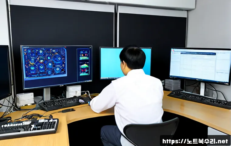 동천동 INTERNAL_POWER_ERROR - Photorealistic IT support desk in Dongcheon-dong, desktop workstation halted during a sudden power f...