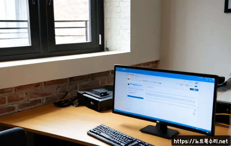 홍문동 STATUS_INVALID_PAGE - Photorealistic remote-support technician at a dual-monitor workstation, investigating a blank browse...
