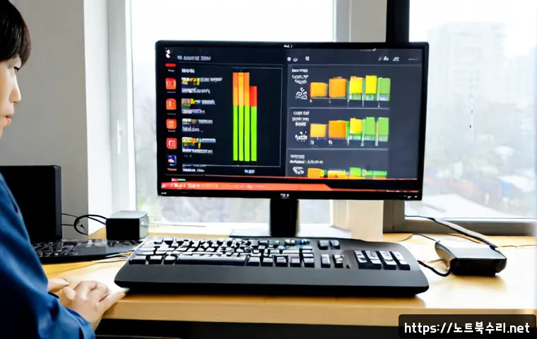 금릉동 STATUS_KERNEL_NETWORK_ERROR - Photorealistic remote-support workstation in a modern Korean apartment, desktop monitor showing a cl...