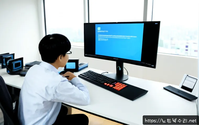 별내면 UNEXPECTED_KERNEL_MODE_TRAP - Photorealistic remote IT support workstation in a modern apartment office near a quiet suburban Kore...
