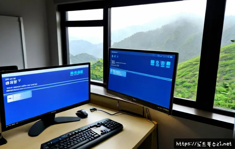 신림동 STATUS_INVALID_DISPOSITION - Photorealistic remote-support workstation in a compact Sillim-dong apartment office, dual monitors s...