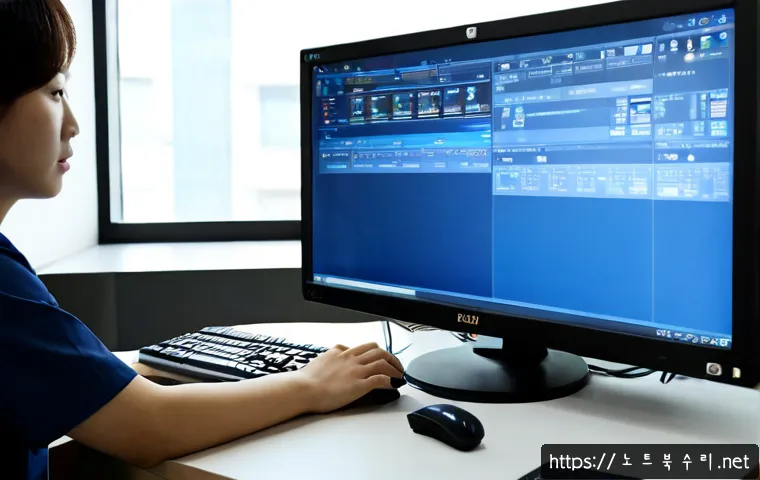 쌍림동 pc에 문제가 발생하여 다시 시작해야 합니다 - Photorealistic remote-support workstation in Ssangnim-dong, Seoul, with a desktop monitor showing a ...