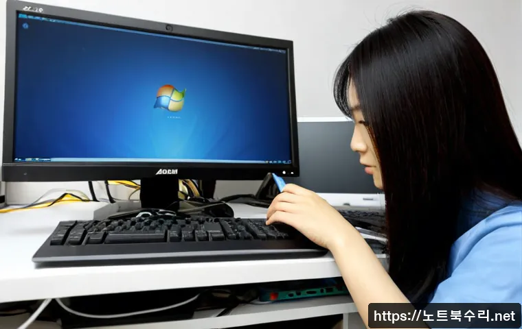 안산동 BOOTMGR is missing - Photorealistic PC repair workstation in a compact Ansan-dong electronics office, technician diagnosi...