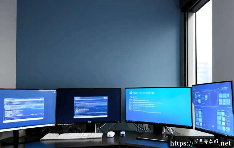 화정동 IRQL_NOT_LESS_OR_EQUAL - Photorealistic remote IT support workstation in a compact Hwajeong-dong apartment office, dual monit...