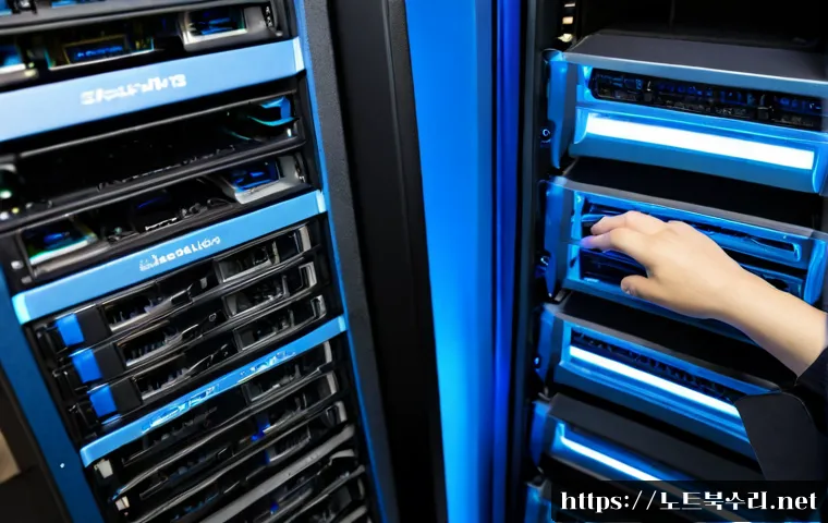 역동 STATUS_DISK_NOT_INITIALIZED - Photorealistic dynamic IT workstation, technician urgently connecting a new solid-state drive to an ...