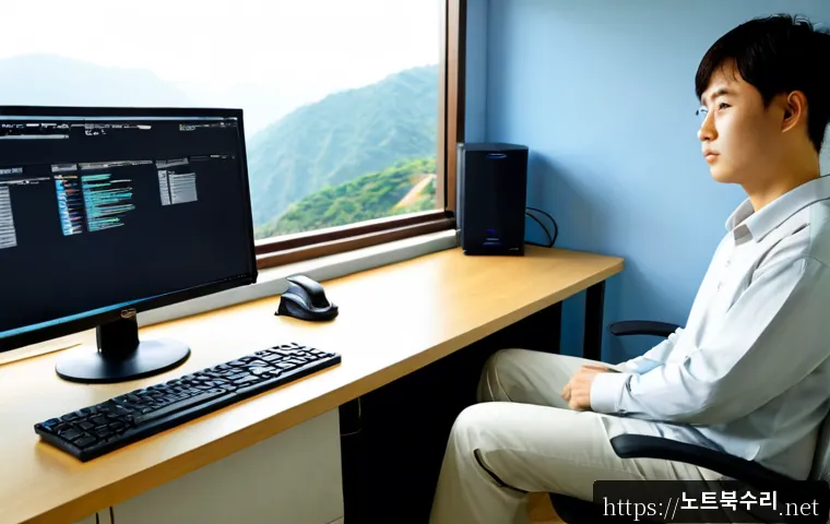 단월동 STATUS_KERNEL_MODULE_ACCESS_DENIED - Photorealistic IT support workstation in a quiet Danwol-dong apartment office, dual monitors showing...