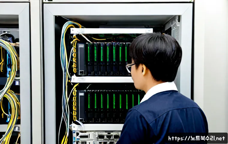 도내동 ftp서버출장방문수리점 - Photorealistic on-site FTP server repair inside a compact Dunae-dong office, technician reconnecting...