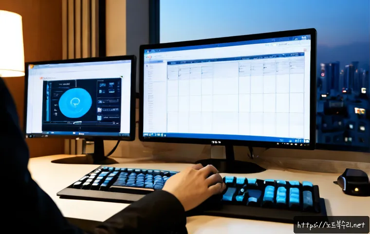 문봉동 press  f4  key - Photorealistic remote-support workstation, close-up of a hand pressing the fourth key along an unlab...