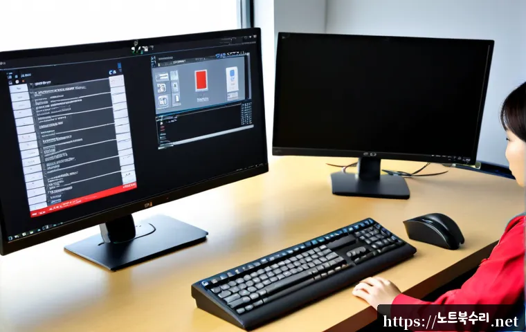 처인구 STATUS_KERNEL_UNSUPPORTED_DEVICE - Photorealistic remote-support workstation in a modern Yongin office, dual monitors showing a clean u...