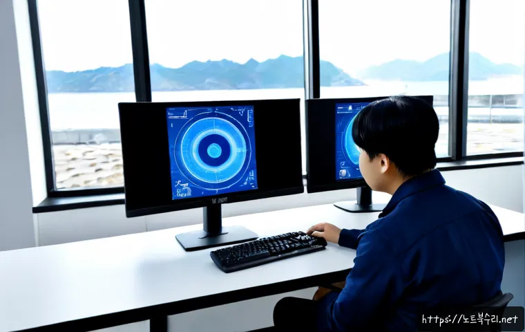 포승읍 STATUS_KERNEL_DEBUG_FAILURE - Photorealistic remote IT support workstation in a modern industrial office near a coastal logistics ...