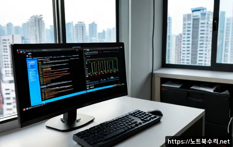 청천동 STATUS_FLOAT_INEXACT_RESULT - Photorealistic IT support workstation in a compact Korean apartment-office setting, dual monitors di...