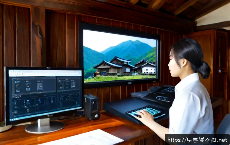 청학동 STATUS_IMAGE_ACCESS_DENIED - Photorealistic remote support specialist at a dual-monitor workstation, inspecting a blank 3D CAD as...