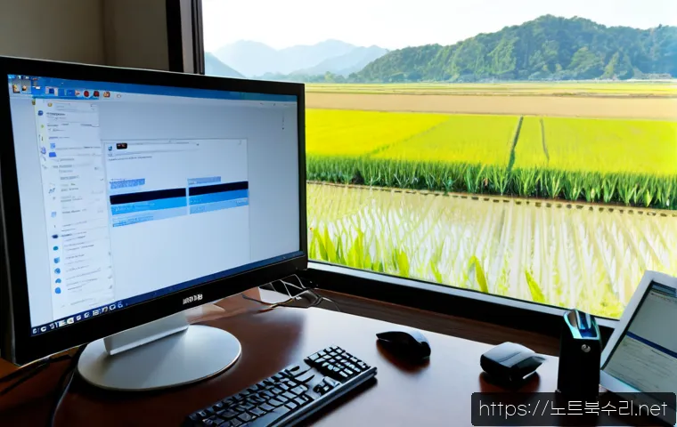 길상면 STATUS_DRIVER_ENTRYPOINT_NOT_FOUND - Photorealistic remote-support workstation in a sunlit Gilsang-myeon home office, dual monitors showi...