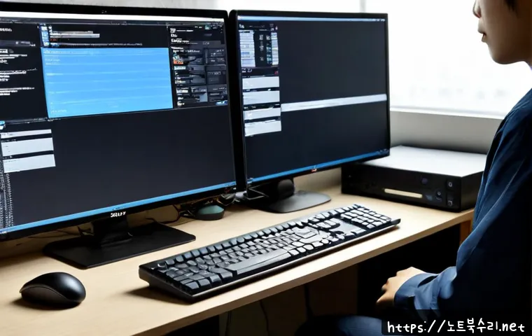 탄벌동 STATUS_FILE_CORRUPTION - Photorealistic remote-support workstation in a quiet Tanbeol-dong apartment office, desktop monitor ...