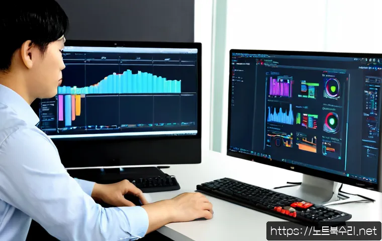 원동 HAL_INITIALIZATION_FAILED - Photorealistic IT technician at a dual-monitor workstation diagnosing a desktop startup failure, abs...