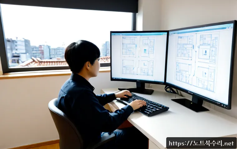 북아현동 STATUS_FLOAT_INEXACT_RESULT - Photorealistic remote-support workstation in a compact North Ahyeon residential office, dual monitor...