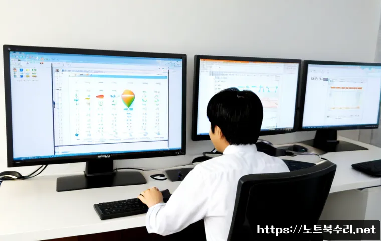 다율동 STATUS_FLOAT_INVALID_OPERATION - Photorealistic software support workstation in a modern Daryul-dong apartment office, focused profes...