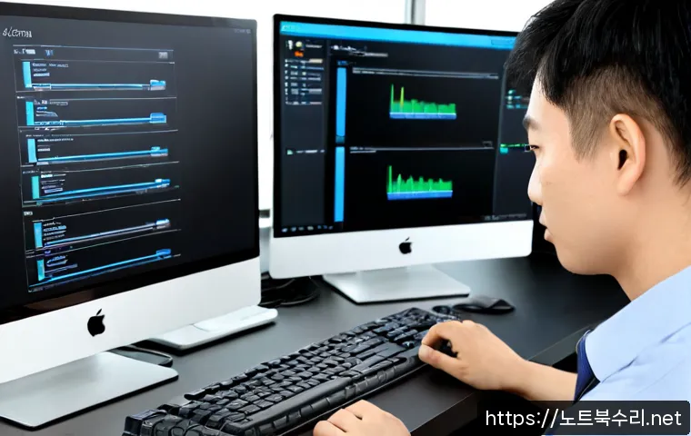 고촌읍 STATUS_KERNEL_CONFIGURATION_ERROR - Photorealistic IT support workstation in a modern office near a quiet riverside township, dual monit...