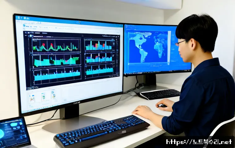 하계동 STATUS_KERNEL_LOG_FAILURE - Photorealistic IT support workstation in a compact apartment office near a quiet Seoul residential d...