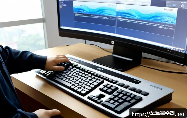 서창동 press  f4  key - Photorealistic remote-support workstation in a quiet Seochang-dong apartment office, focused IT tech...