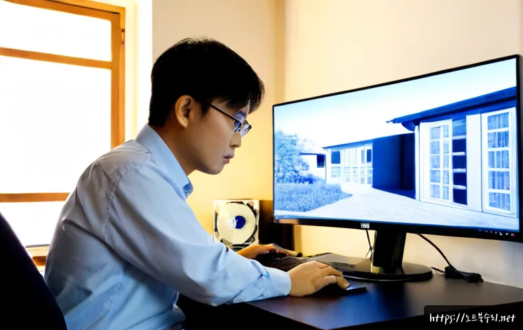 서천동 팬돌다 멈춤 - Photorealistic remote-support workstation in a quiet Korean residential office, a technician examini...