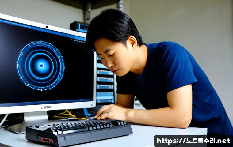 예지동 STATUS_KERNEL_DEVICE_ERROR - Photorealistic compact CAD workstation in a Yejidong-style precision workshop, industrial desktop co...
