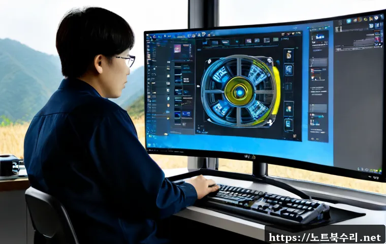 옥천면 DRIVER_IRQL_NOT_LESS_OR_EQUAL - Photorealistic remote-support workstation in a quiet rural Korean office, dual monitors showing a cl...