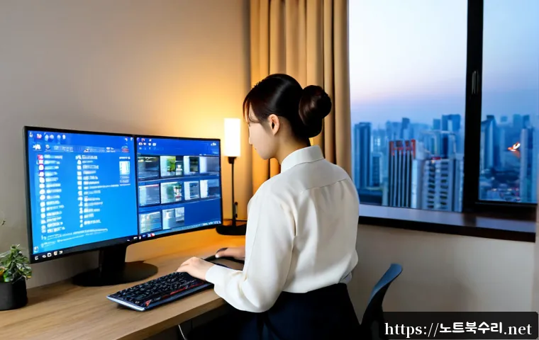 번동 BAD_SYSTEM_CONFIG_INFO - Photorealistic remote-support workstation in a compact Bun-dong apartment office, desktop monitor sh...