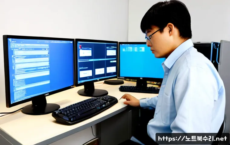 안중읍 DRIVER_VERIFIER_DETECTED_VIOLATION - Photorealistic IT support workstation in Anjung-eup, dual monitors showing a clean blue system diagn...