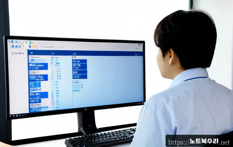 장지동 STATUS_MEMORY_VIOLATION - Photorealistic remote-support workstation in a modern Jangji-dong logistics office, desktop monitor ...