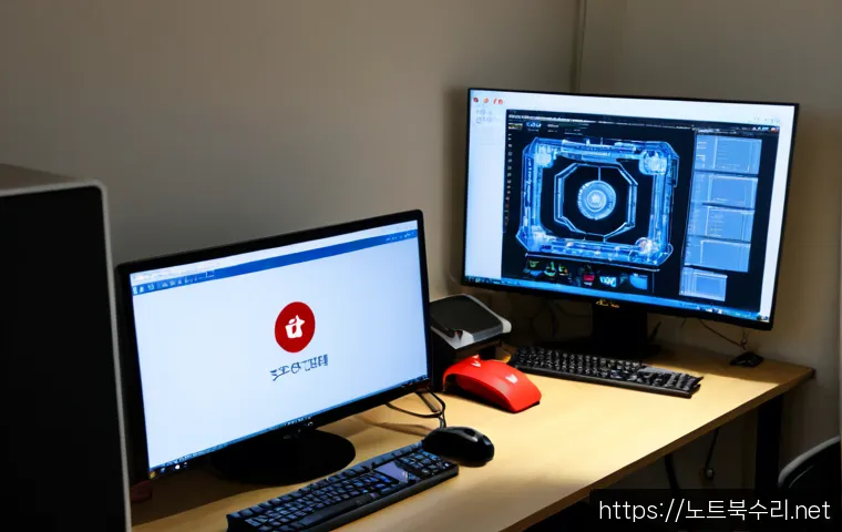 성내동 STATUS_KERNEL_EXECUTION_ERROR - Photorealistic remote IT support workstation in a compact Seongnae-dong apartment office, dual monit...