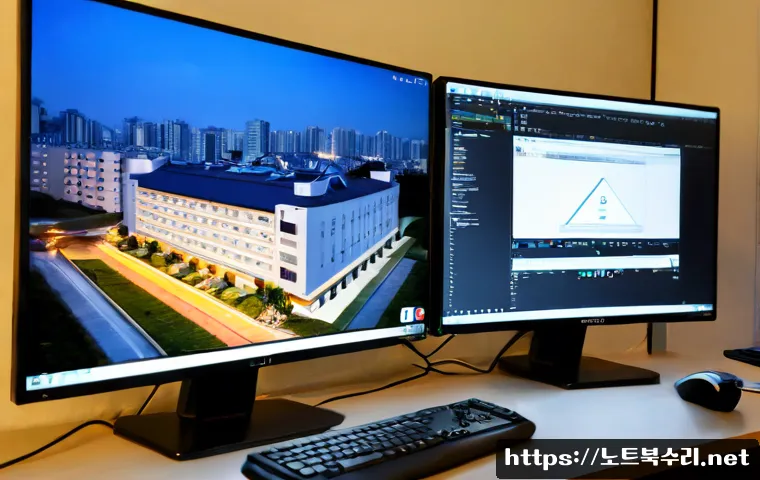 연희동 STATUS_SESSION_TIMEOUT - Photorealistic remote-support workstation in a quiet Yeonhui-dong apartment office, dual monitors sh...