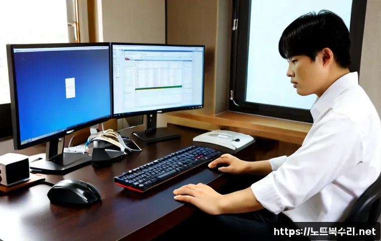 탄현동 운영체제 os 재설치 포맷  초기화 - Photorealistic IT support workstation in a quiet Tanhyeon-dong apartment office, technician preparin...