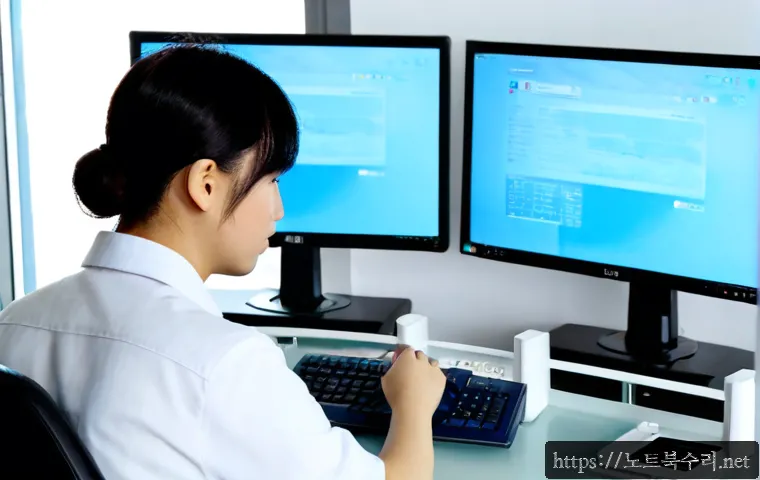 진접읍 DPC_WATCHDOG_VIOLATION - Photorealistic remote-support workstation in a quiet Jinjeop-eup apartment office, dual monitors sho...