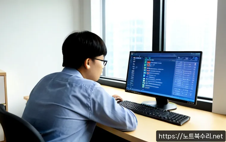 당하동 STATUS_NETWORK_ACCESS_DENIED - Photorealistic IT support workstation in a modern apartment office in Dangha-dong, engineer studying...