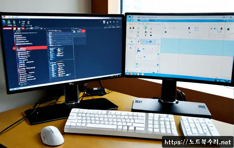 파장동 STATUS_INVALID_DISPOSITION - Photorealistic PC remote-support workstation in a compact Wavjang-dong apartment office, dual monito...